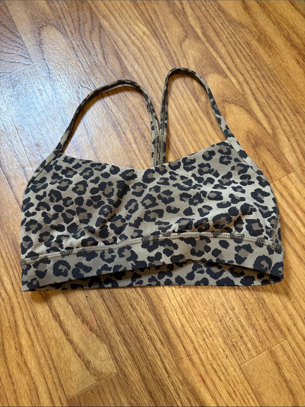 lululemon athletica Leopard Print Strappy Sports Bra - Tan & Black